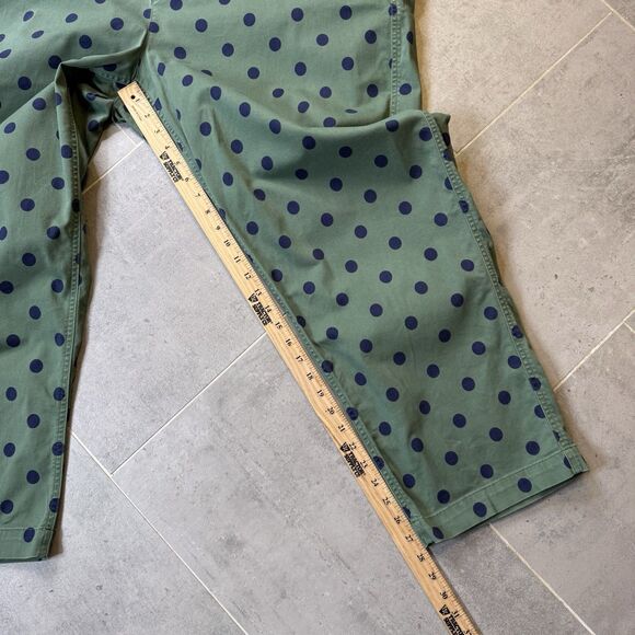 J Crew High Rise Girlfriend Chino Pants 24 Green Navy Polka Dot Preppy - Picture 7 of 12